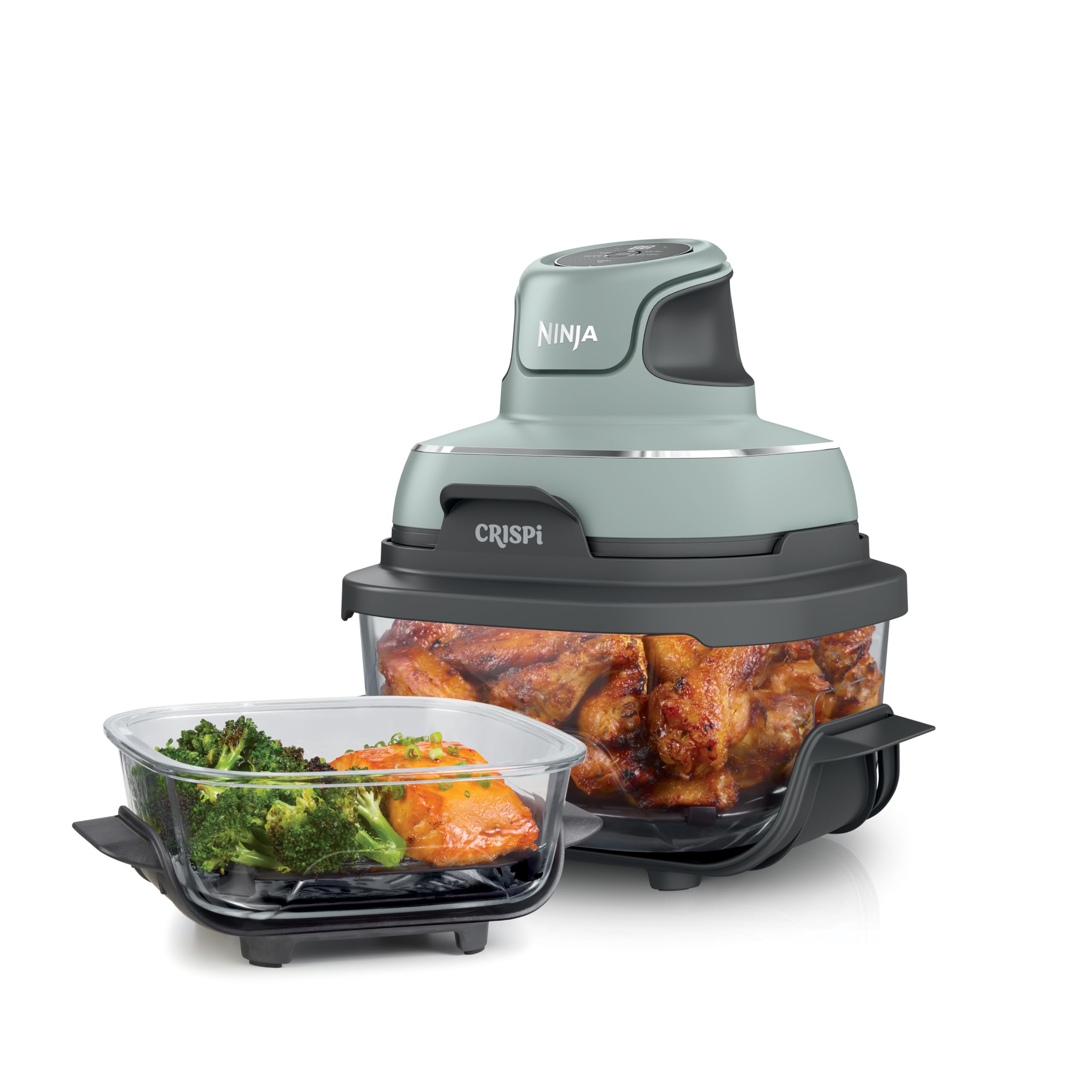 Ninja Crispi 4-in-1 Glass Air Fryer | With Non-Toxic 4QT & 6-Cup Glass Containers & Lids | Microwave, Freezer, Dishwasher Safe | 450°F Max Temp |1500 Watt | Cyberspace | FN101GY