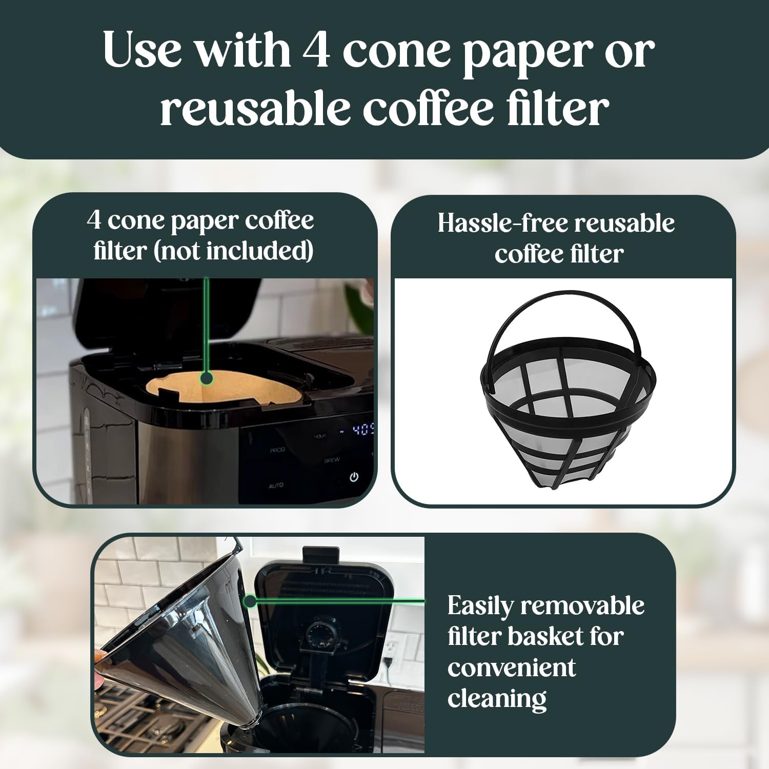 Pantrymade Dual Brew Coffee Maker | 12 Cup Glass Carafe & Single Serve K-Cup Combo | Programmable Touchscreen Coffee Machine for Ground Coffee or Pods | Auto Shut-Off, Black