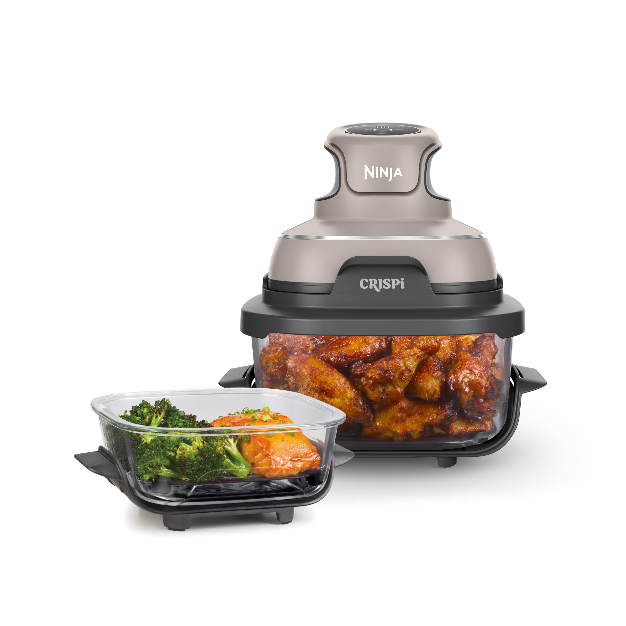 Ninja Crispi 4-in-1 Glass Air Fryer | With Non-Toxic 4QT & 6-Cup Glass Containers & Lids | Microwave, Freezer, Dishwasher Safe | 450°F Max Temp |1500 Watt | Cyberspace | FN101GY