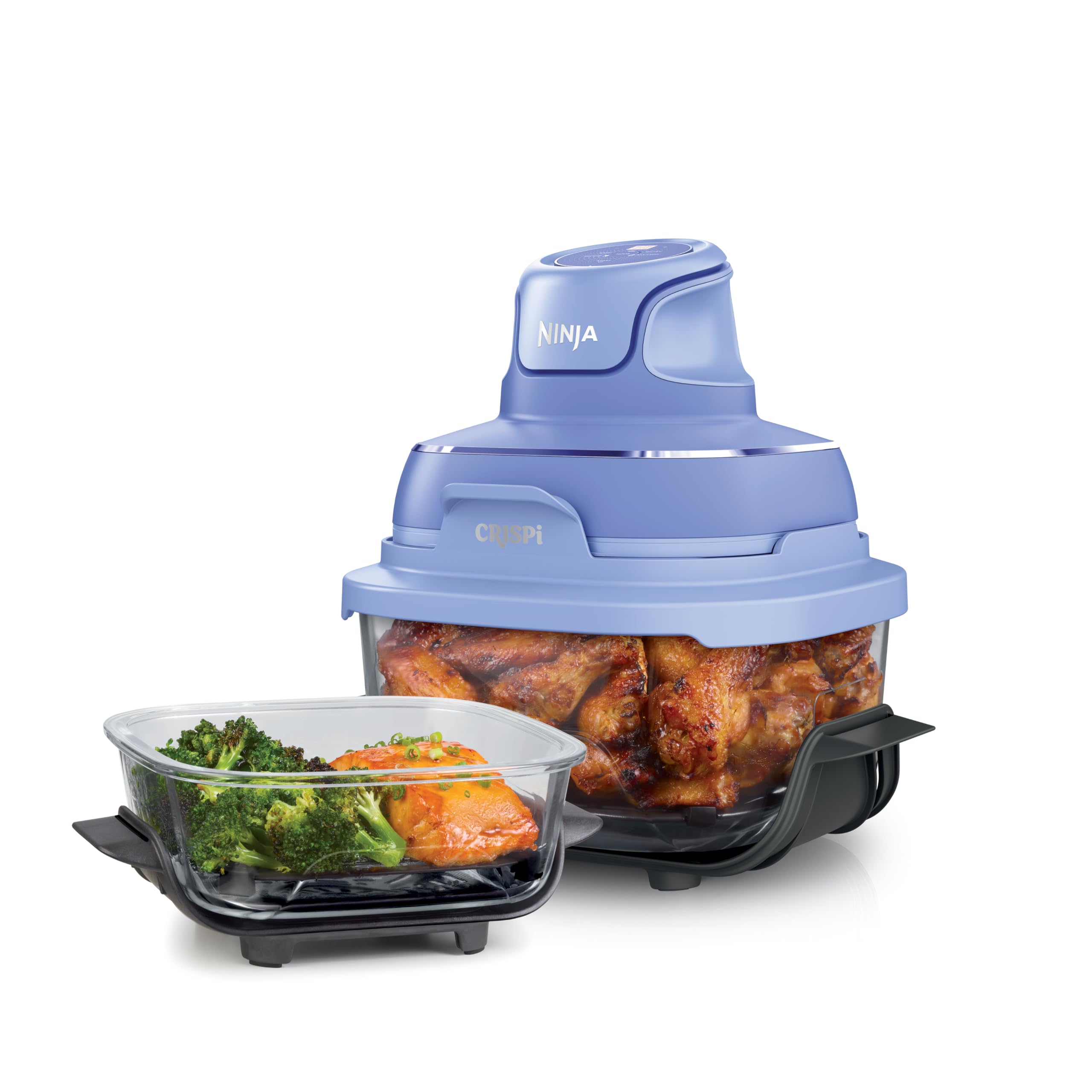 Ninja Crispi 4-in-1 Glass Air Fryer | With Non-Toxic 4QT & 6-Cup Glass Containers & Lids | Microwave, Freezer, Dishwasher Safe | 450°F Max Temp |1500 Watt | Cyberspace | FN101GY