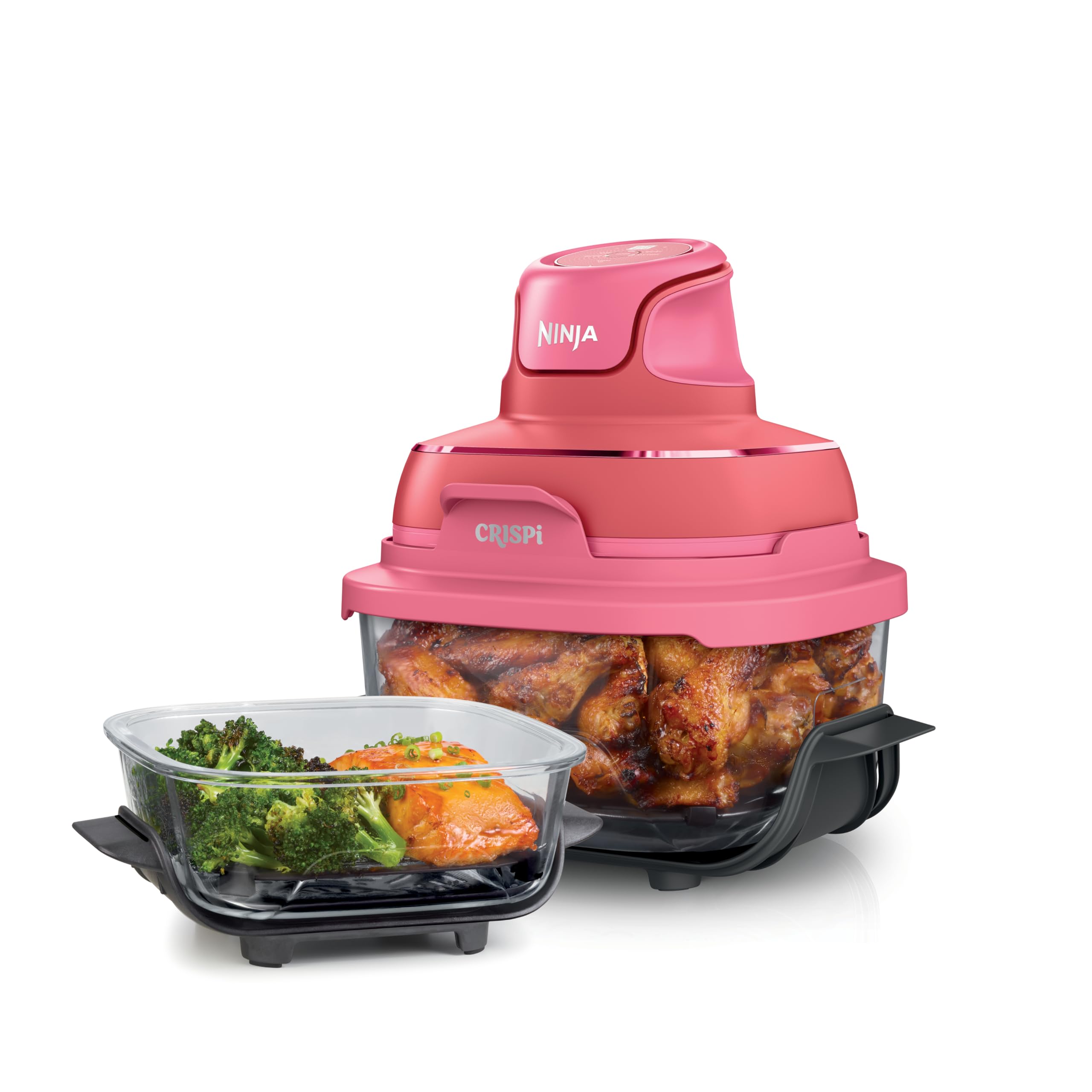 Ninja Crispi 4-in-1 Glass Air Fryer | With Non-Toxic 4QT & 6-Cup Glass Containers & Lids | Microwave, Freezer, Dishwasher Safe | 450°F Max Temp |1500 Watt | Cyberspace | FN101GY
