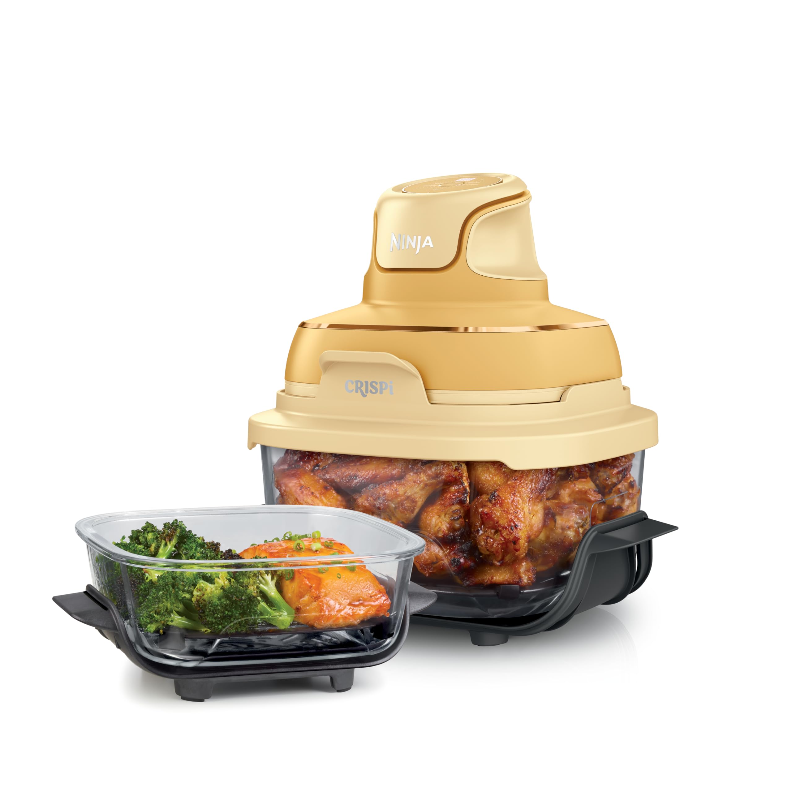 Ninja Crispi 4-in-1 Glass Air Fryer | With Non-Toxic 4QT & 6-Cup Glass Containers & Lids | Microwave, Freezer, Dishwasher Safe | 450°F Max Temp |1500 Watt | Cyberspace | FN101GY