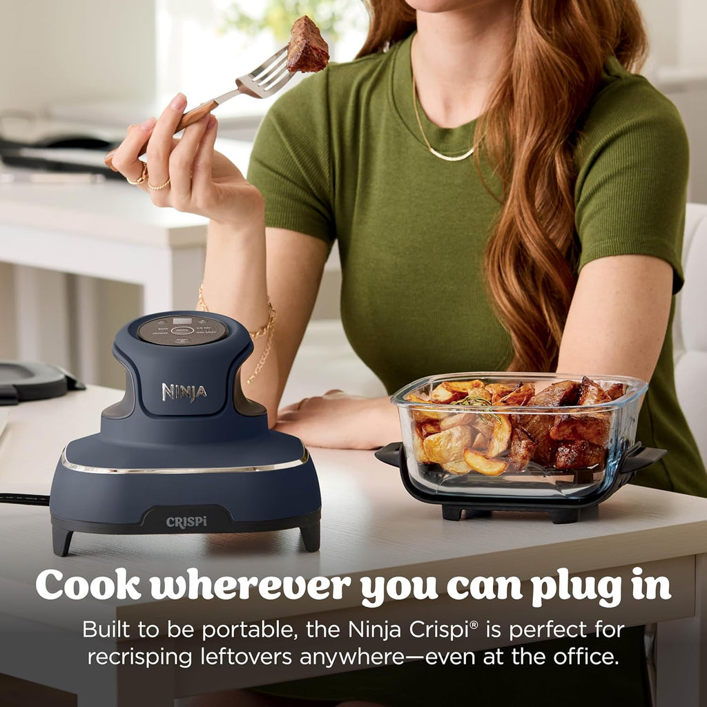 Ninja Crispi 4-in-1 Glass Air Fryer | With Non-Toxic 4QT & 6-Cup Glass Containers & Lids | Microwave, Freezer, Dishwasher Safe | 450°F Max Temp |1500 Watt | Cyberspace | FN101GY
