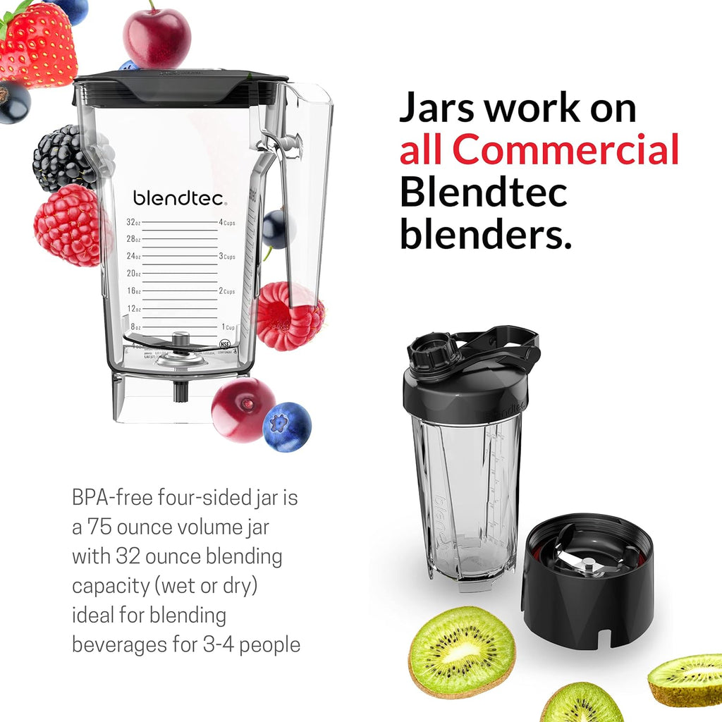 Blendtec Total Classic Original Blender and 75 oz FourSide Blender Jar - Kitchen Blender Bundle - Black